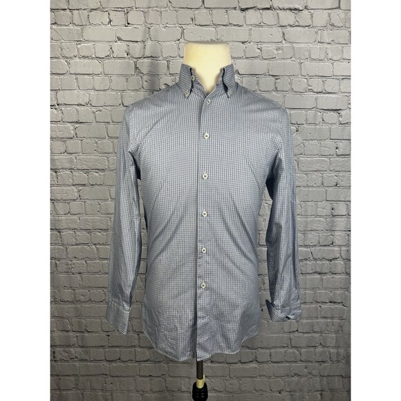 Charles Tyrwhitt Mens Dress Shirt 14 1/2-33 Slim Fit Blue,White Check Non-Iron - Picture 3 of 7